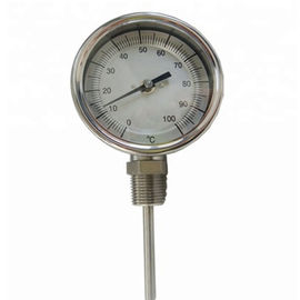 China 0 - 100C WSS Axial Bottom Industrial Bimetal Thermometer Dial Size 100mm factory